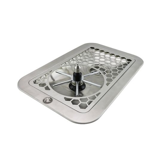 The Rhino Coffee Gear 300mm Spin Jet Rinser is perfect for small spaces. Features: Better Drainage - The drain sink has a sloped surface and large 2" drain ensuring that there is no residue left behindBigger Vessels - The large actuator plate makes it useful across a broader range of equipment.